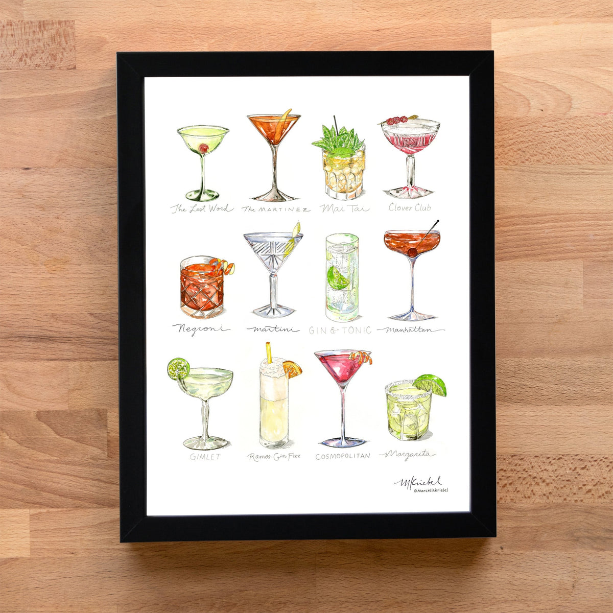 12CocktailsBlackAcrylicFrameWo
