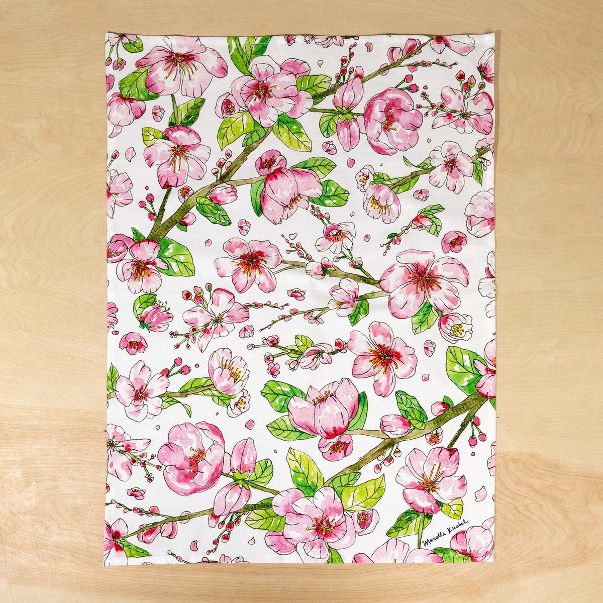 CherryBlossomTowelFullFlatWood