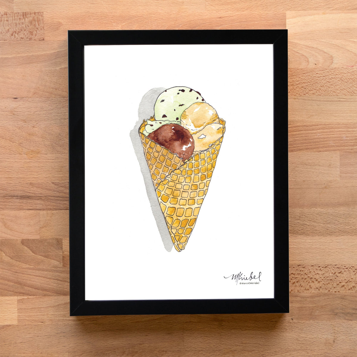 Ice Cream」版画 サイン入り 額装 モダンアート #484 Ice Cream」版画