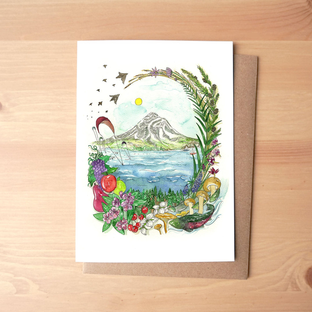 Mount Hood and the Columbia River Gorge PNW Watercolor Greeting Card Mount Hood and the Columbia River Gorge PNW Watercolor Greeting Card
