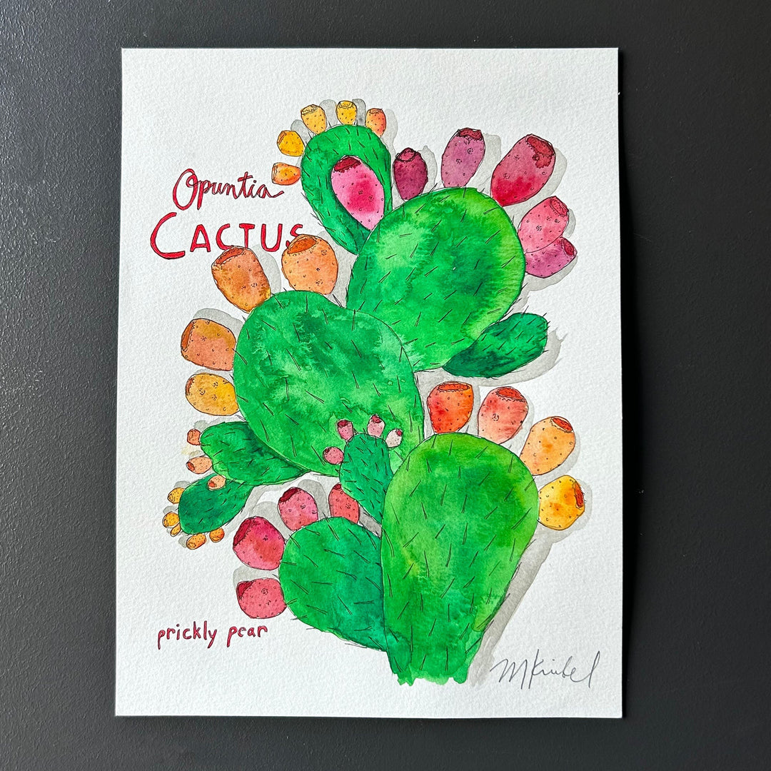 paintings of prickly pear cactus Prickly Pear Cactus Original Watercolor Painting